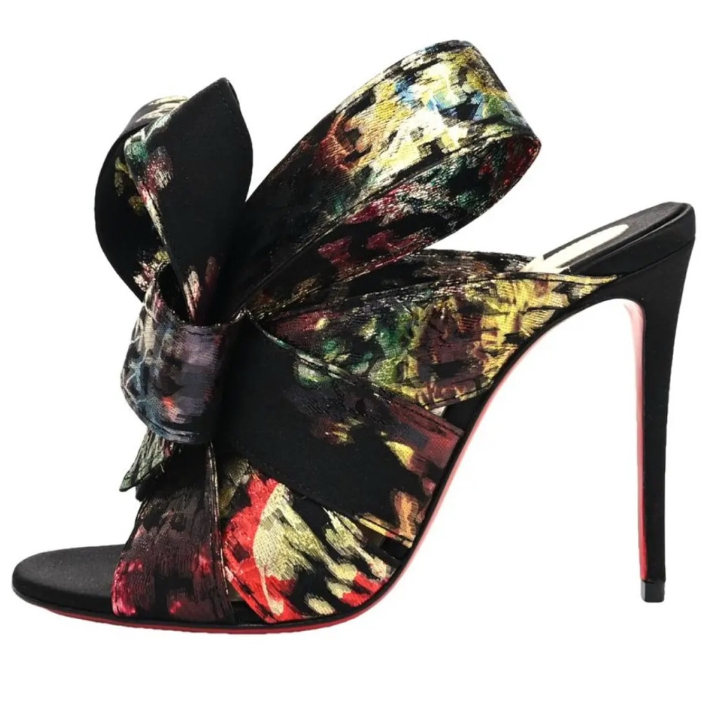 NEW Christian Louboutin Samouraissa 100 Brocade Obi Bow Mules size 36